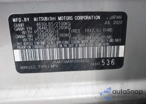 2023 Mitsubishi Eclipse Cross Le S-Awc/Ralliart S-Awc z USA, uszkodzony, nr VIN JA4ATVAA8PZ004832